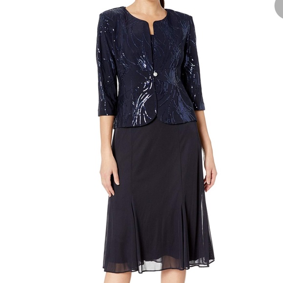 Alex Evenings | Dresses | Alex Evenings Womens Tea Length Mock Dress With Sequin Jacket | Poshmark Alex Evenings | Dresses | Alex Evenings Womens Tea Length Mock Dress With Sequin Jacket | Poshmark